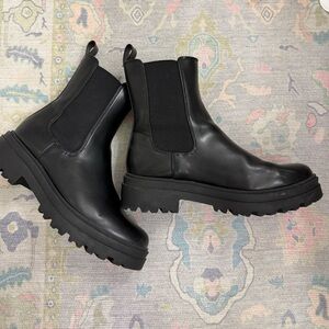 a new day Black Chunky Ankle Boots